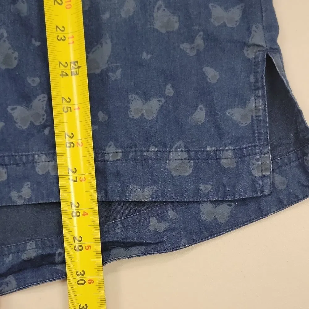 J. Jill Butterfly Design Blouse Blue Size S